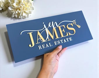 Benutzerdefinierte 3D-Acryl-Logo-Wanddisplay für Makler, Salons und Studios, personalisierte Rahmung, modernes Business-Branding