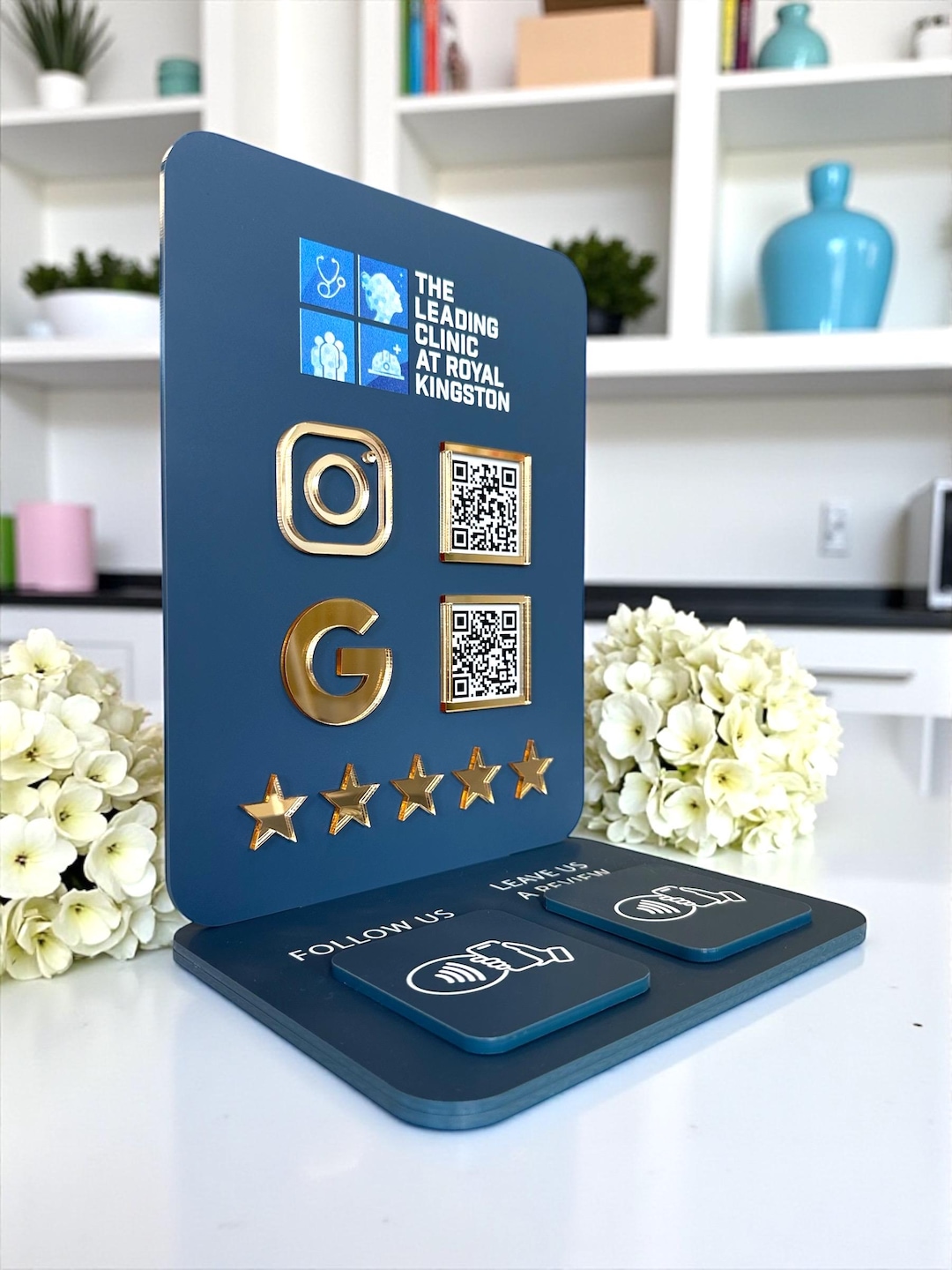 Custom NFC Business Sign With Logo | Tap to Pay, Follow & Review ...