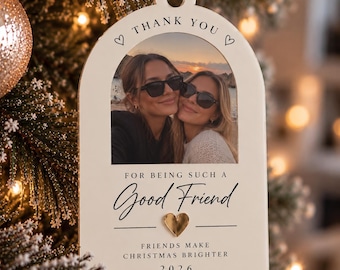 Personalised Best Friend Christmas Bauble, Custom Photo Ornament, Bestie Christmas Gift, Friendship Keepsake, Gift for Best Friend