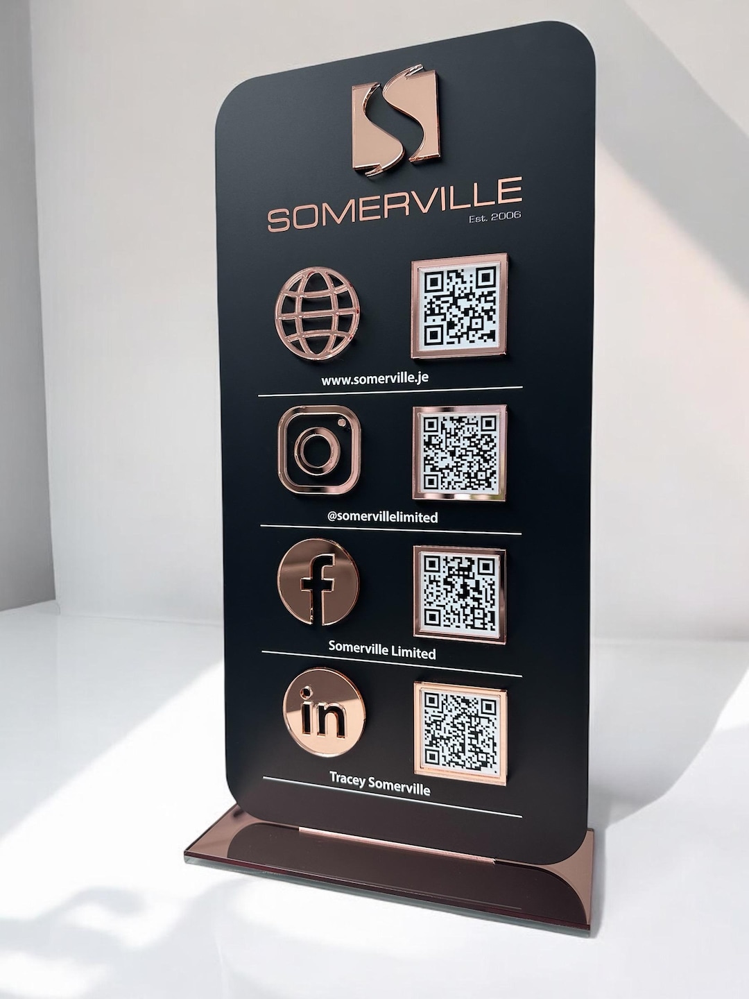 Personalised Acrylic QR Code Display for Small Business, Scan to Follow ...