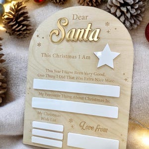 Brief an Santa Board mit Stift, Weihnachten Wiederverwendbare Holzfotorequisite, Heiligabend-Tradition, Liebes-Santa-Board, Weihnachtswunschliste-Zeichen