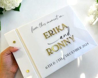 Acrylic Wedding Guestbook and Crystal Pen, Custom Perspex Guestbook, Wedding Guest Book, Personalised Luxury Guest Book, Reception Signs