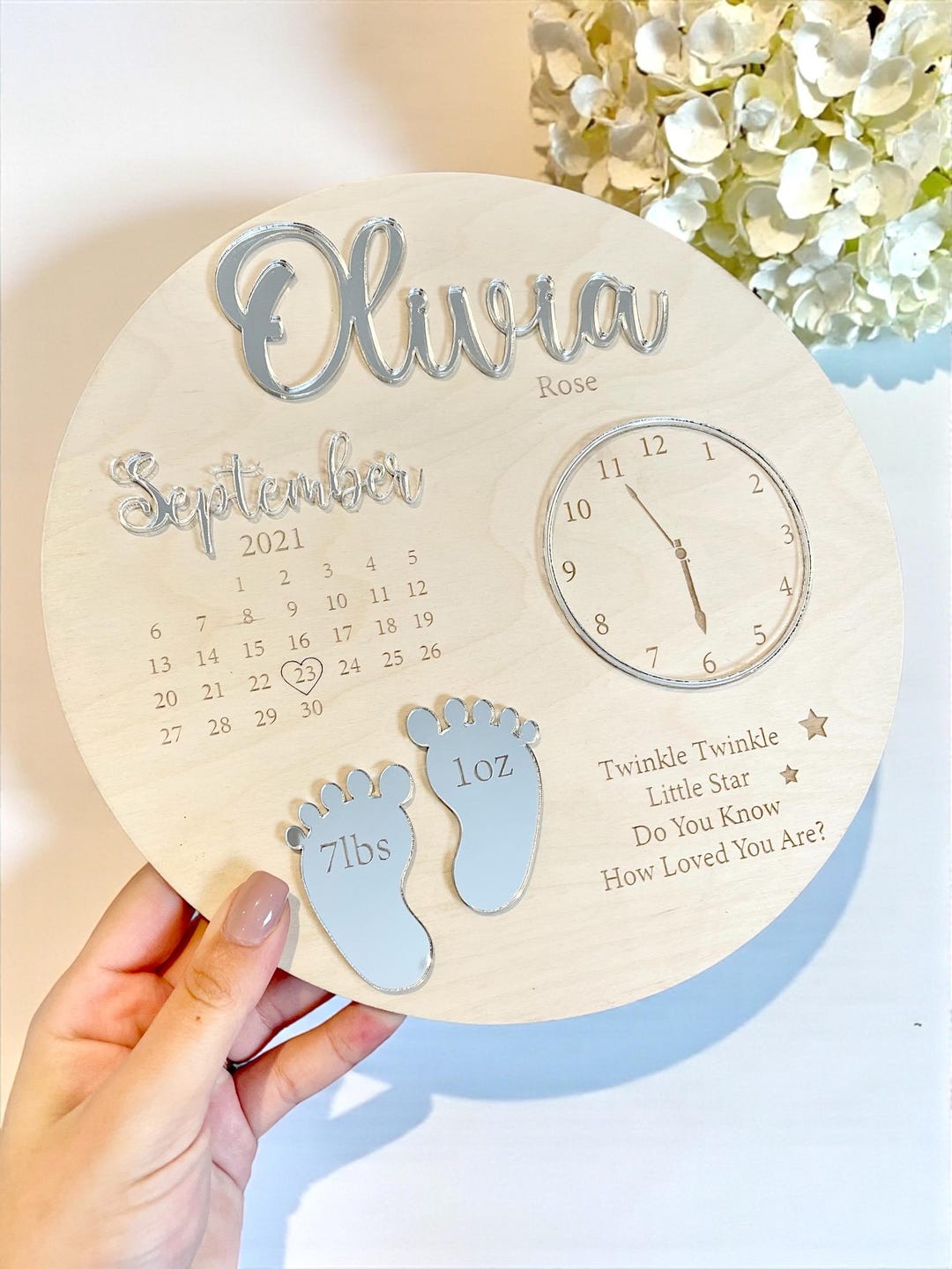 Personalized New Baby Keepsake Gift, Baby Birth Announcement, New Baby ...