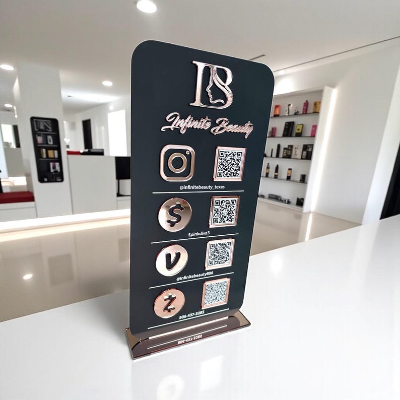 Personalised Acrylic QR Code Display for Small Business, Scan to Follow ...