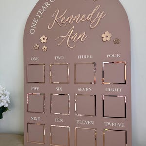 Custom First Birthday Photo Board, One Year of Photos Milestone Board, Personalised Baby Photo Board, Flower Theme Birthday Sign