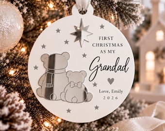 First Christmas as My Grandad Bauble, Personalised Grandad Christmas Gift, New Grandad Ornament, Baby to Grandfather Keepsake 2026