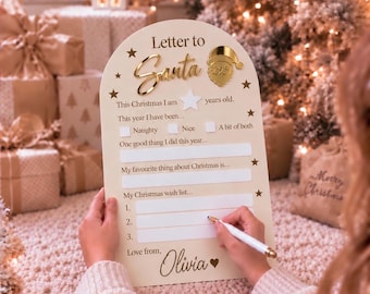 Personalised Letter to Santa Board, Christmas Wish List, Reusable Christmas Eve Sign, Kids Santa Keepsake, Custom Christmas Gift