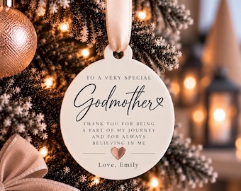 Personalised Godmother Christmas Bauble, Godmother Gift, Custom Christmas Ornament, Thank You Godmother Keepsake, Gift from Godchild