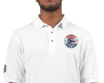 Puerto Rican Themed Embroidered Men's Premium Polo