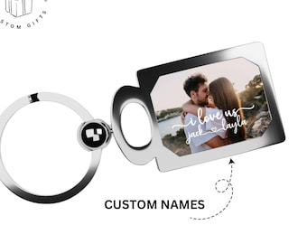 Personalized Photo Keychain, Picture Keychain, 1st Anniversary Boyfriend Gift, Girlfriend Gift Idea, Valentine's Day Gift, Couple Keychain