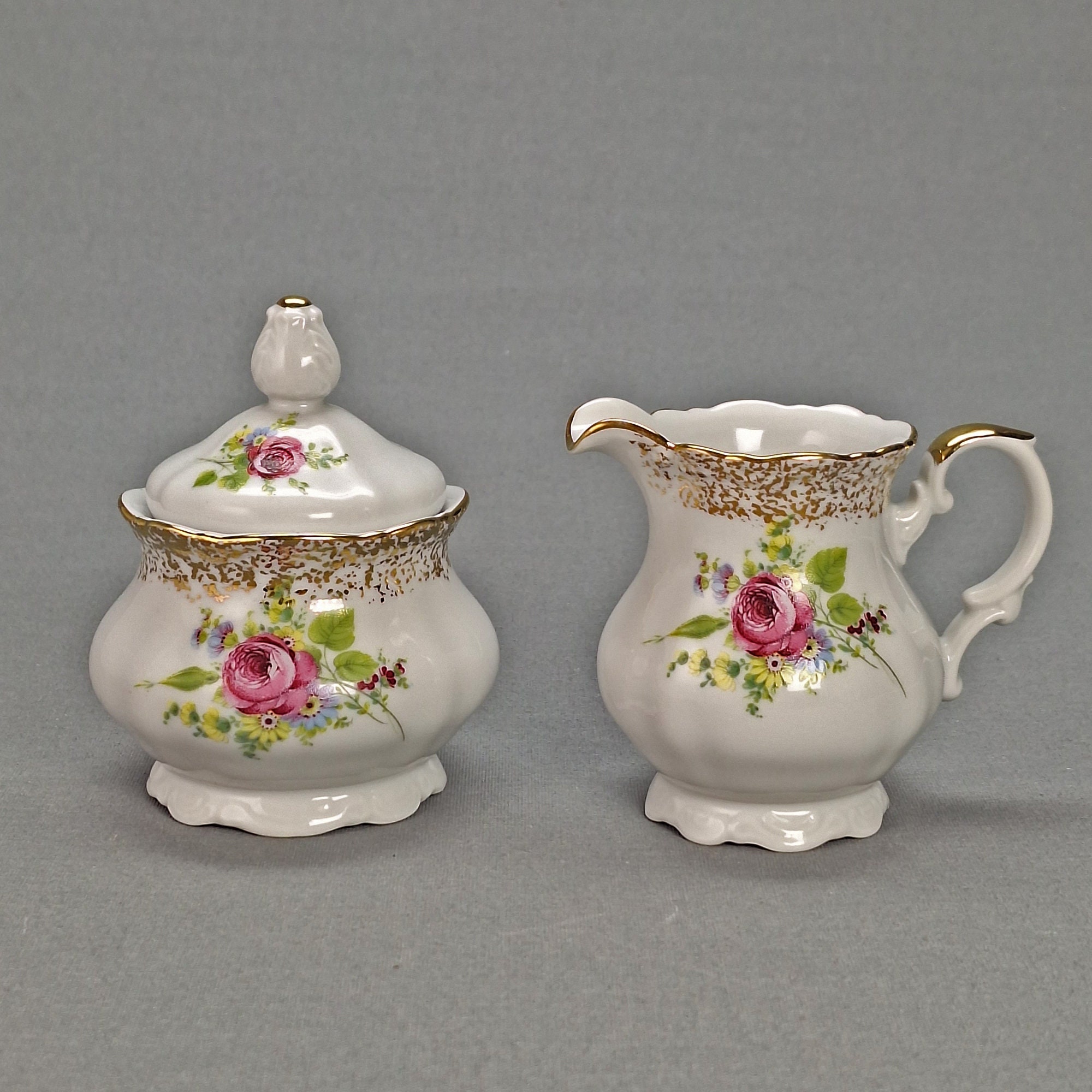 Vintage Mitterteich Bavaria Porcelain Tea Set, Pink Rose, Gold Trim ...