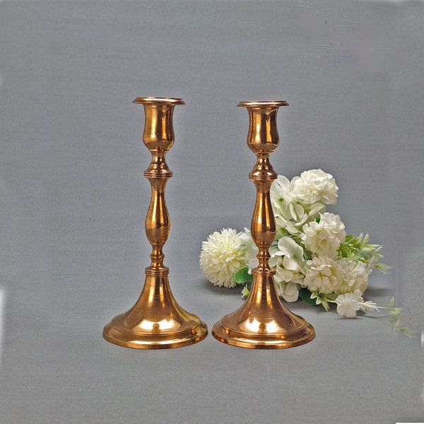 Vintage Brass Malm Pair of Candlesticks,Majestic Brass candle holders for collectors, Art Scandinavian style, Crafted in Sweden in the 1900s