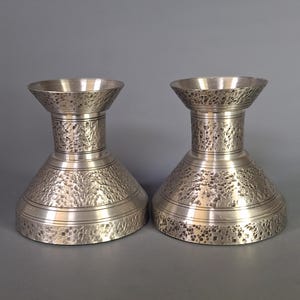 Vintage Swedish Pewter Candlesticks Pair Brutalist Hand Hammered Mid Century Modern Candle Holders Scandinavian Decor Svedala Tenn