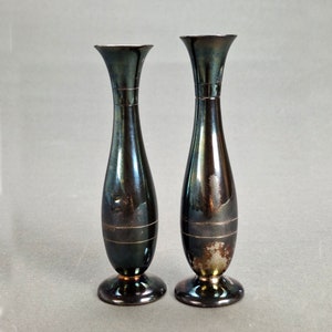 Antique Nysilver Two Bud Vases by C.G Hallberg ALP, Sweden 1920s Rare Finds for Collectors - Swedish Treasures from the Early 20th Century