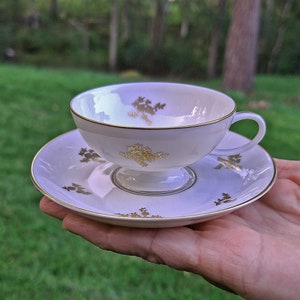 Vintage Rosenthal Porcelain Cup and Saucer, Marked Rosenthal Selb Germany, Floral Pattern with Gold Accents, Made in Germany Circa 1940s