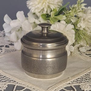 Vintage Swedish Pewter Jar: Svenskt Tenn Arvika Lidded Box, Mid-Century Modern
