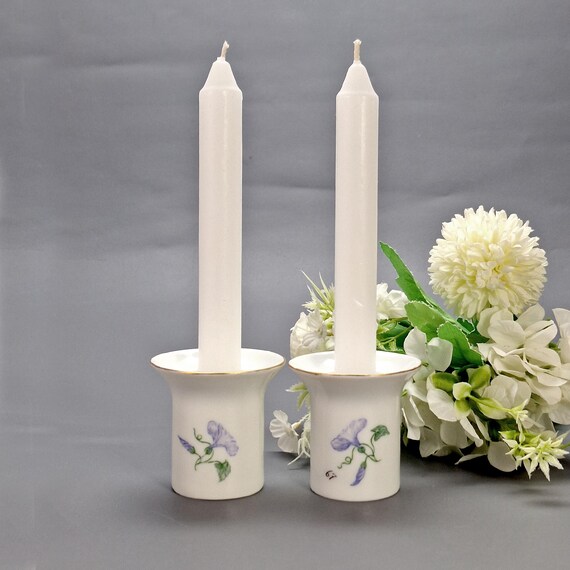 Vintage Rosenthal Porzellan-Kerzenständer - Blumenmuster mit Goldrand, Deutschland