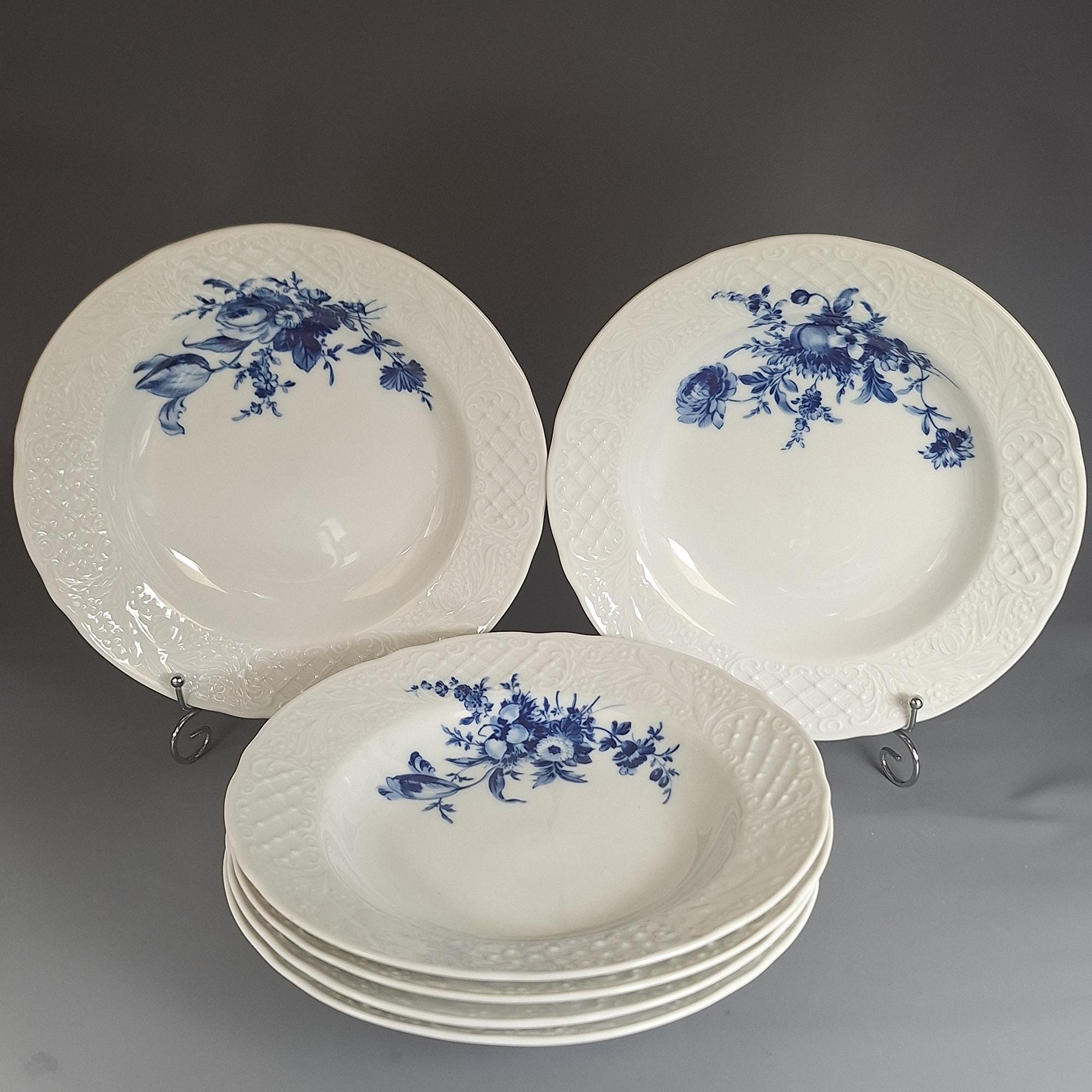 Vintage Schumann Arzberg Bavaria Dinnerware Set, Cobalt Blue Rose