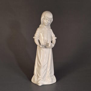 Porcelain Figurine Girl with Candle by Lippelsdorf, GDR Art Nouveau Style, Crown Marked 11948, East German Collectible, 1960s Vintage