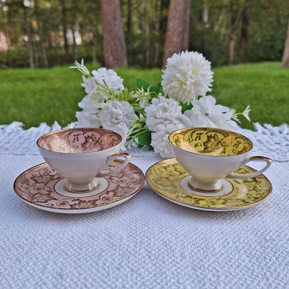 Vintage Alka Kunst Bavaria Demitasse Cup and Saucer Set, Gold Trim