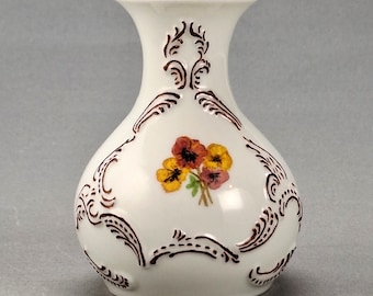 Vintage Porcelain Vase, Royal KPM, Germany Bavaria,Hand-painted flowers and relief ornament, Artisan Flower Vase, German Art, Circa 1960s