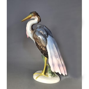 Rosenthal Porcelain Figurine “Crane”, Max Hermann Fritz Design, German Mid-Century Sculpture