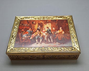 Vintage Gilded Metal Decorative Box, Renaissance Revival, European 1960s