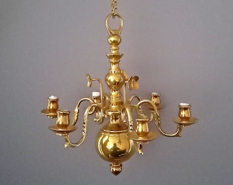 Antique Brass Candelabra, Ornate Six Arm Candle Holder, Stamped V. FONG GRÄNNA, Intricate Design, Rare Find Collectible