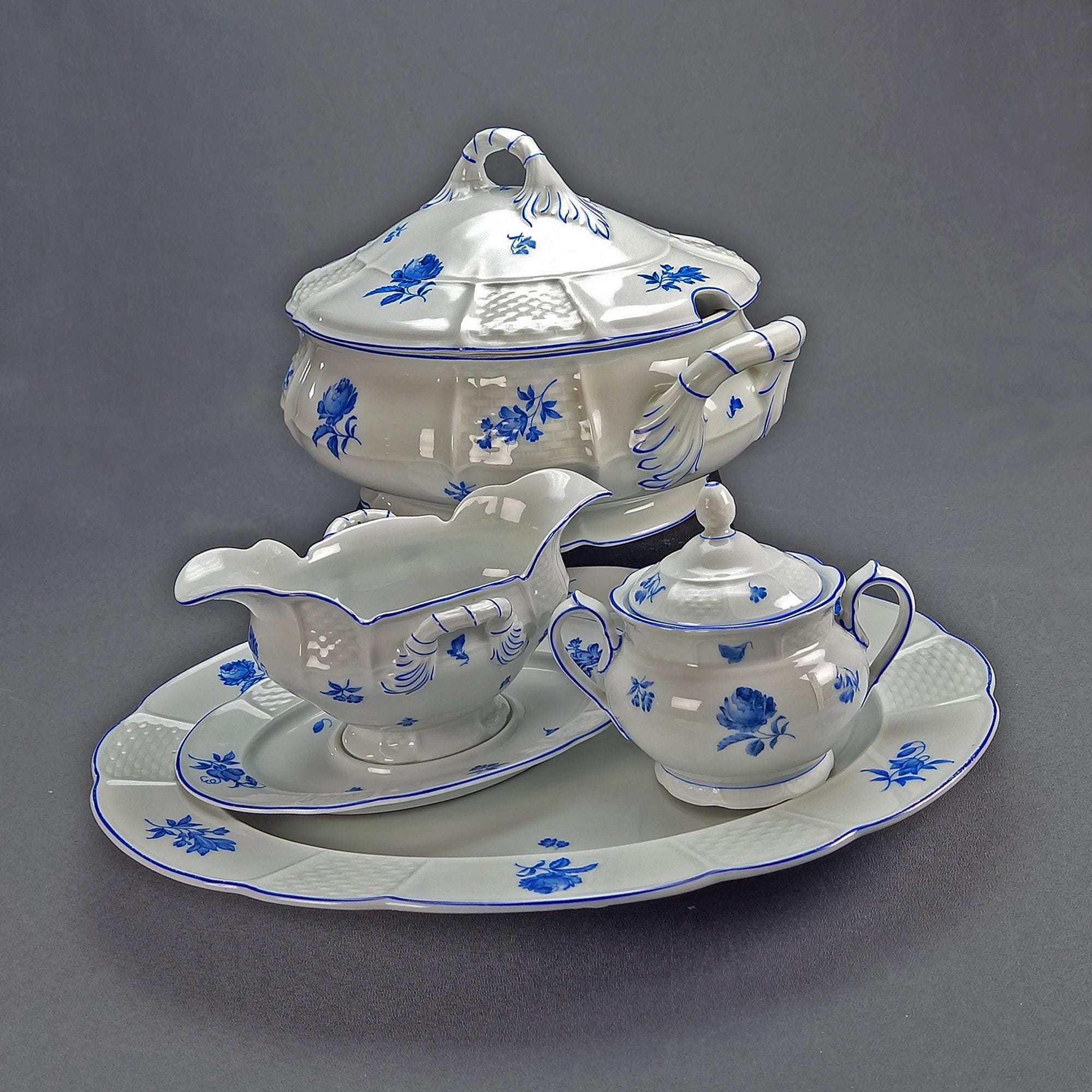Vintage Rosenthal Bavaria Porcelain Dinner Set, Blue Floral, Weimar Era ...