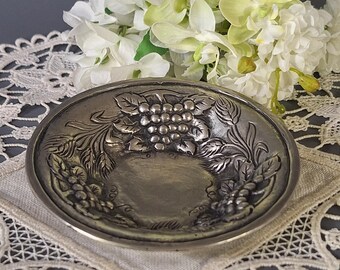 Vintage Grapevine Pewter Trinket Dish: EPU Etain Zinn 95% Mid