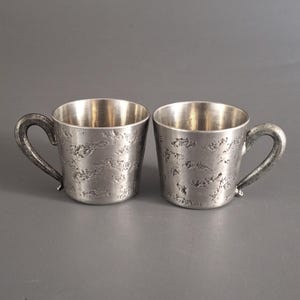 Vintage Skurdal Pewter Cups: Handmade Norwegian Nordic Decor, 1977