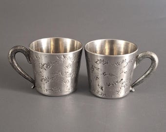 Vintage Pair of Collectible Tumasek Pewter - Wine Cups - Glasses