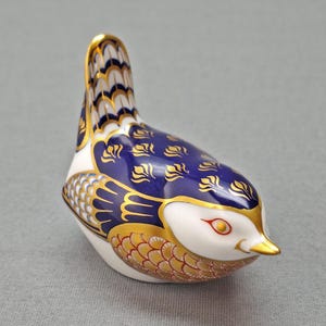 Pisapapeles vintage de porcelana con forma de pájaro, Royal Crown Derby, estilo Imari, Inglaterra