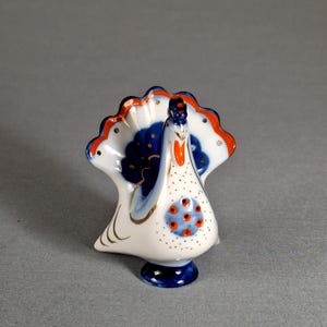Rare Lomonosov LFZ Cobalt Blue Porcelain Lady with Bird Salt Shaker, Hand-Painted Collectible Figurine, Art Nouveau, Vintage Table Decor