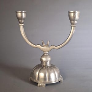 Vintage Swedish Pewter Candelabra GAB Svenskt Tenn F8 1931 Double Candle Holder Art Deco Neoclassical Nordic Decor Heavy Centerpiece