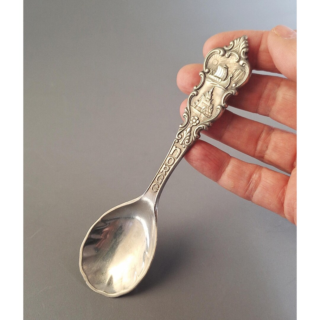 Vintage Norway Pewter Spoon: Kinsarvik Viking Ship Souvenir - Etsy