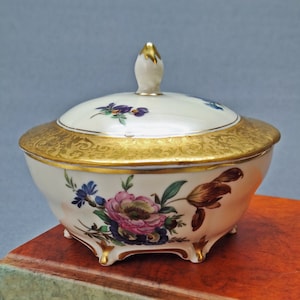 Vintage Rosenthal Porcelain Floral Lidded Bowl, 1955, Bavaria, Multicolor, Glazed, Elfenbein Germany, Collectible, Decorative Bowl