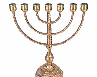 Vintage Klostermalm Brass Menorah, Swedish Judaica Candelabrum, 7 Branch Cast Brass, Scandinavian Decorative Arts