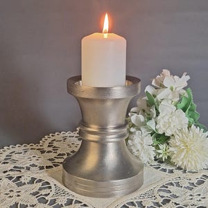 Scandinavian Pewter Candle Holder by KTS Svenskt Tenn, Signed Eric Johansson, 1975, Fits Taper & Tealight, Rare Handcrafted Design