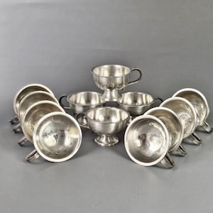 Vintage J.O. Tenn Swedish Pewter Small Drink Cups Set - 12 Handarbeta Pieces, Mid-20th Century, Made in Sweden, Rare Swedish Craftsmanship