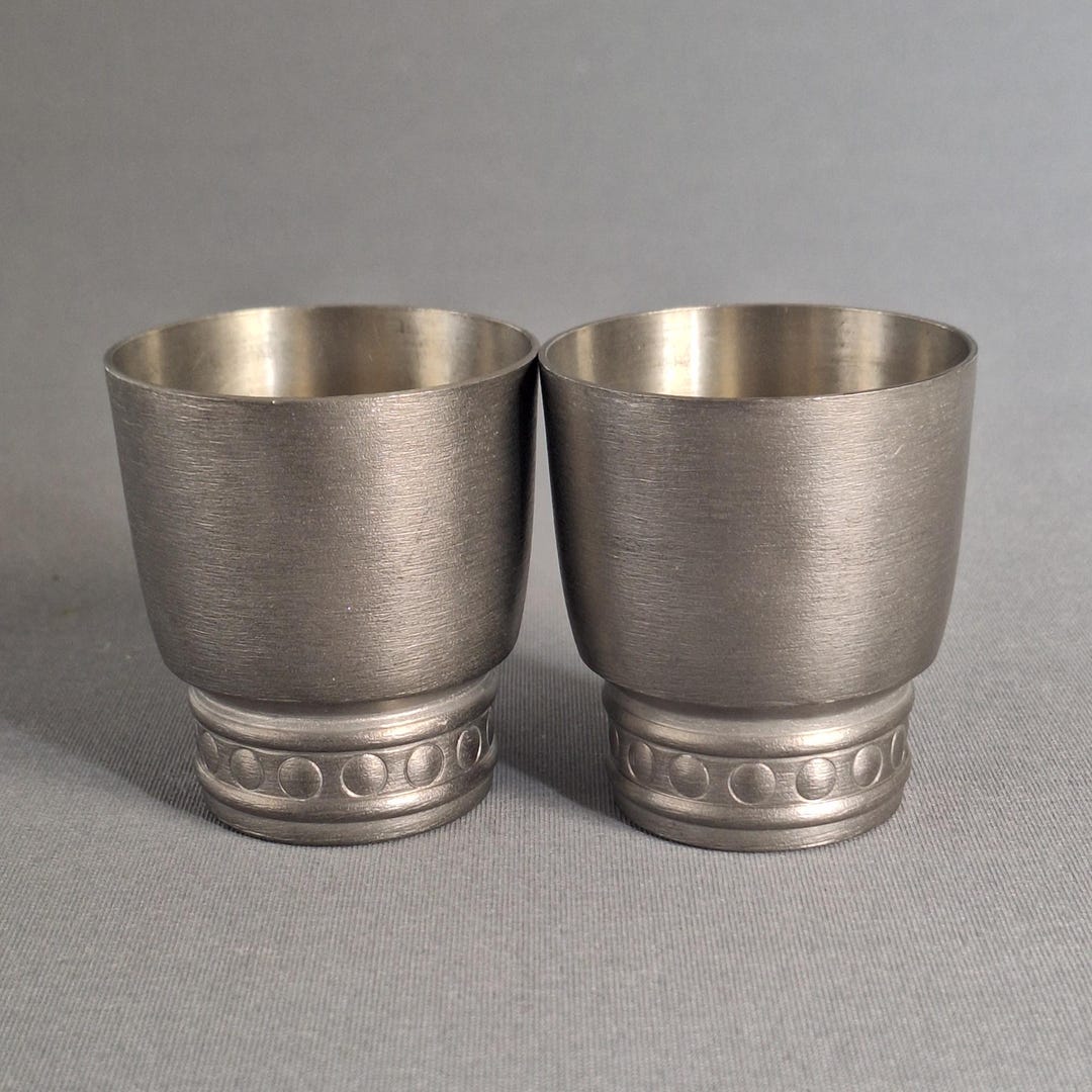 Vintage Swedish Pewter Pair of Cups by Hoppa E. Tennsmide - Handcrafted ...