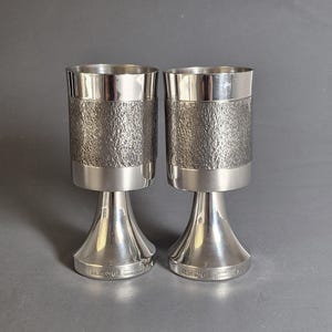 Mint Unused Vintage Pewter Goblets by Alton Sweden, 1980s Scandinavian Modern Design, Handmade, Signed SVENSKT TENN A10, Set of 2
