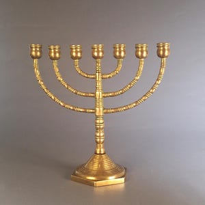 Vintage Brass Menorah, Judaica 7-Branch Candelabra, Hanukkah Candle Holder, Mid-Century Jewish Menorah, Collectible Judaica, Found in Sweden
