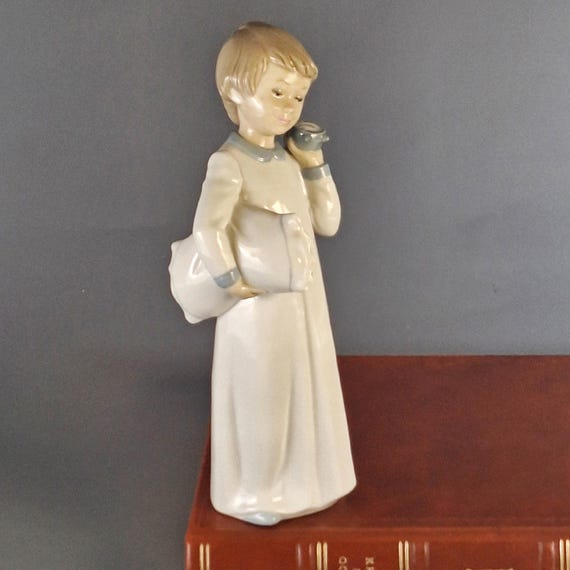 Vintage Zaphir Lladro Porcelain Figurine, Boy With Pillow and
