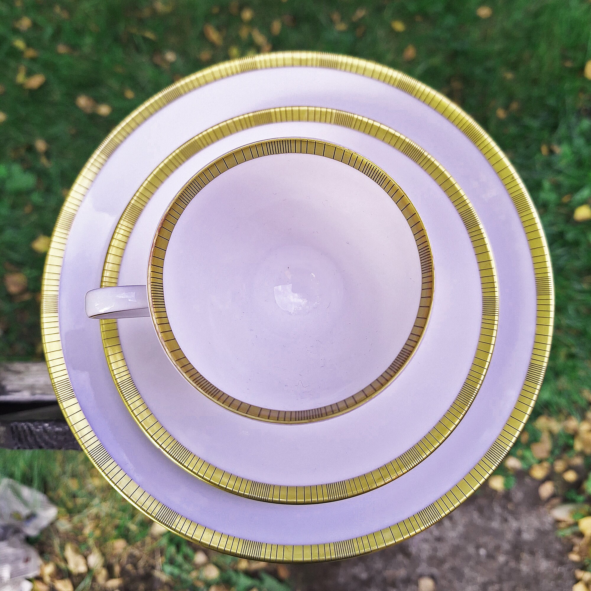 Soucoupe Assiette Rosenthal Selb Allemagne Porcelaine Bord Doré - 15,2 Cm