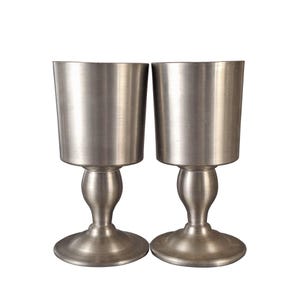 Vintage Swedish Pewter Goblets Pair Scandinavian Nordic Barware Tableware