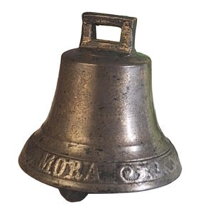 Antique Swedish Bronze Farm Bell BJM Mora Dalarna 1920 Livestock Cow Bell Original Clapper