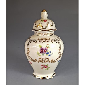Vintage Porcelain Lidded Jar, Zeh Scherzer Bavaria, Gold Trim, Rococo Revival, Germany