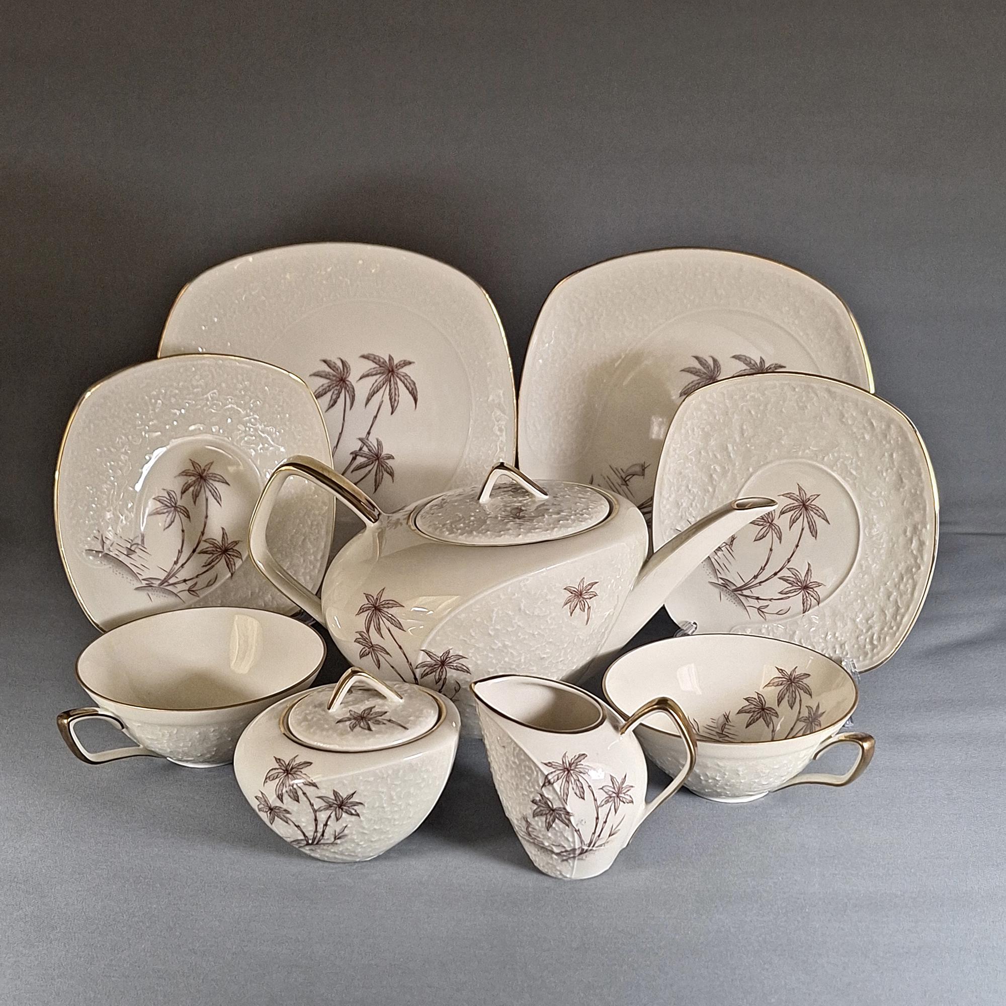 Vintage Schirnding Bavaria Tea Set: Palm Motif, Gold Trim - Etsy