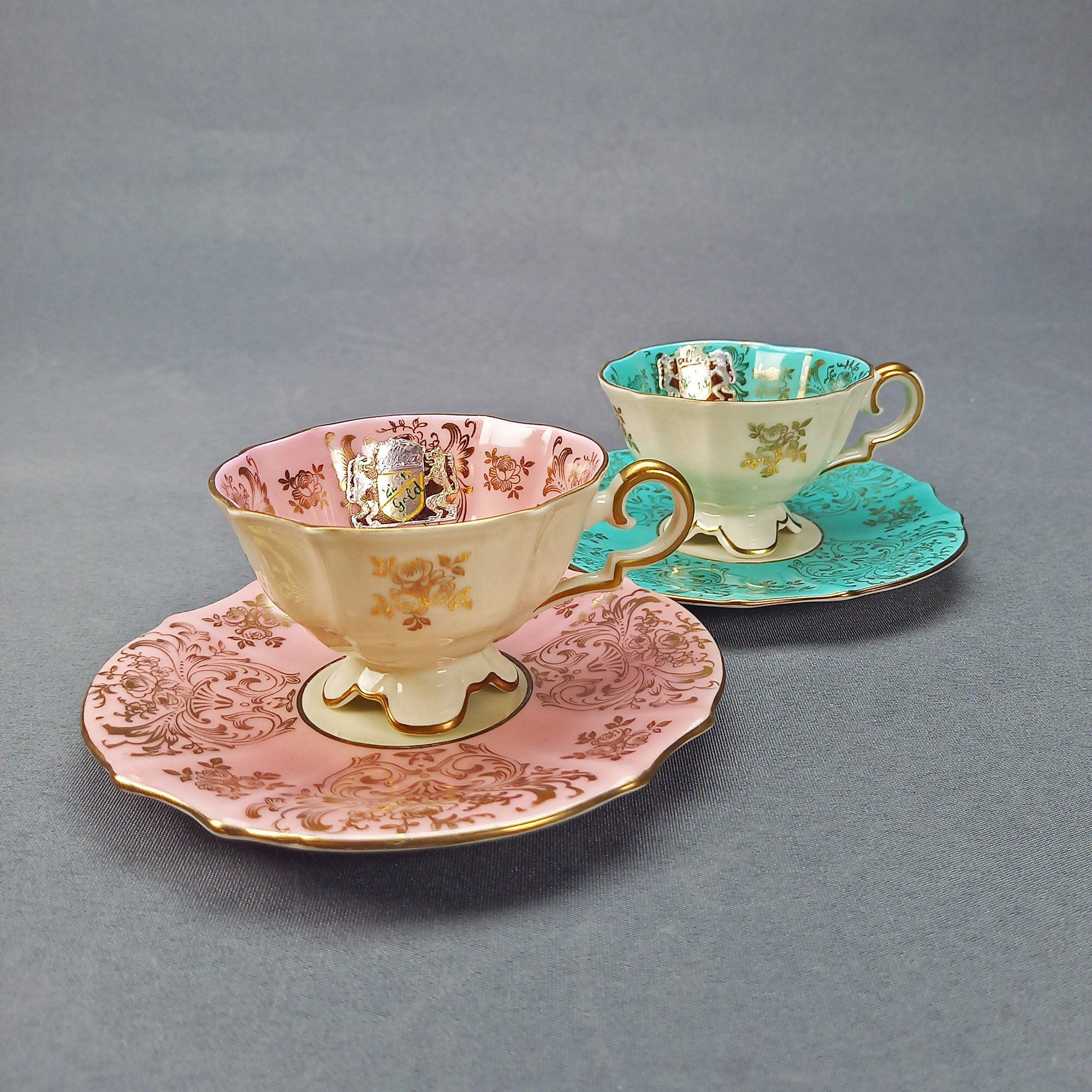 Rare Antique Alka Bavaria Porcelain Demitasse Tea Cup & Saucer Set 